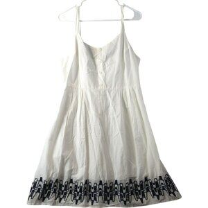 Old Navy Womens Sleeveless Sundress Smocked Back Size L White Vacation Cruise